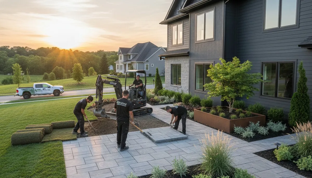 Landscaping crew serving Columbus, OH with professional lawn and landscape services